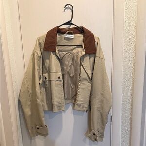 No Boundaries Tan Jacket with Brown Collar